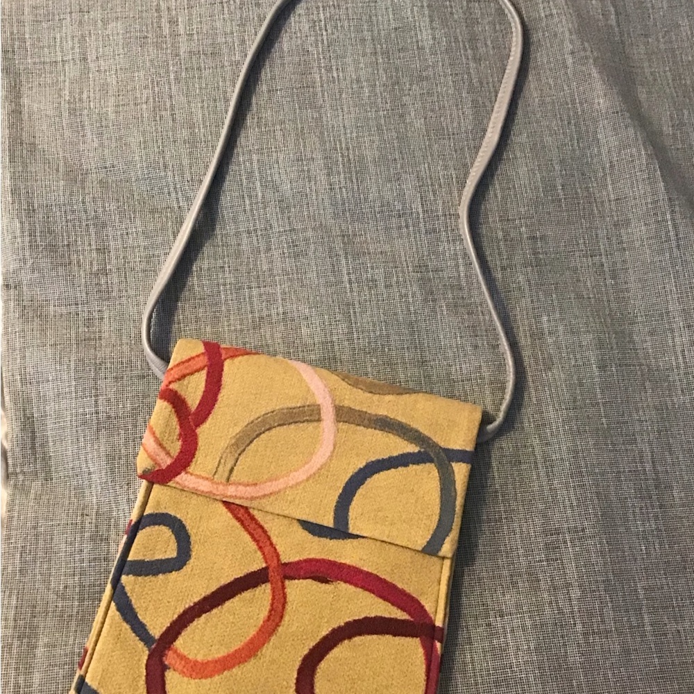 Colorful Patterned Crossbody Bag Very unique bag.Handmade New.Leather Gray Strap